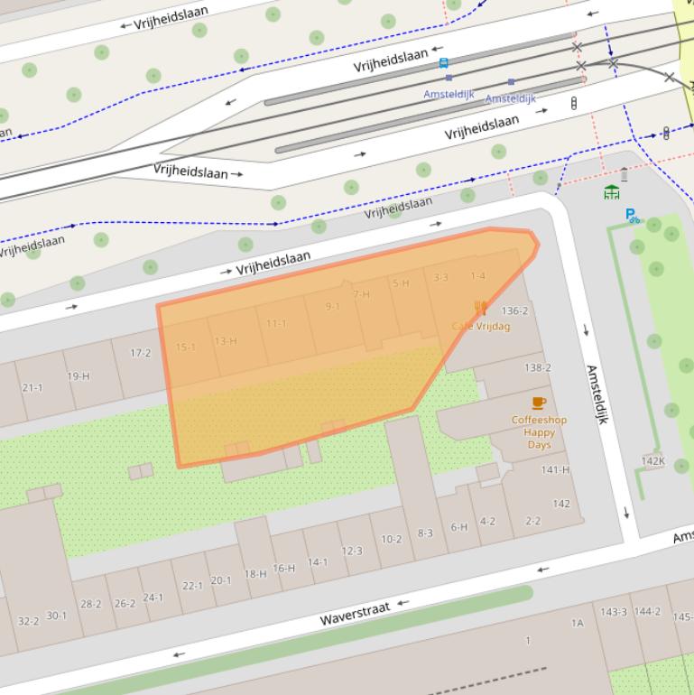 Kaart van postcodegebied 1079KA.