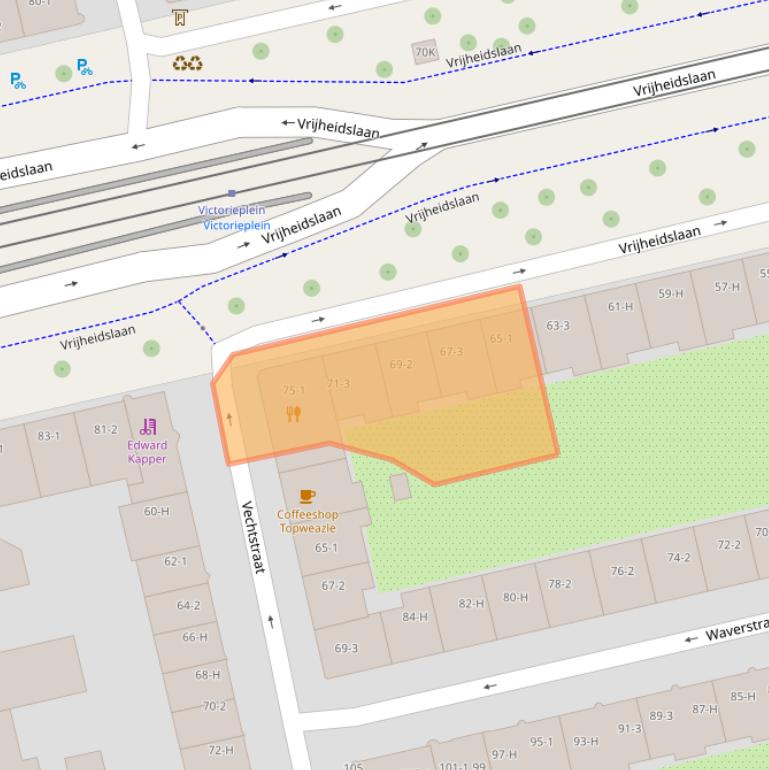 Kaart van postcodegebied 1079KG.