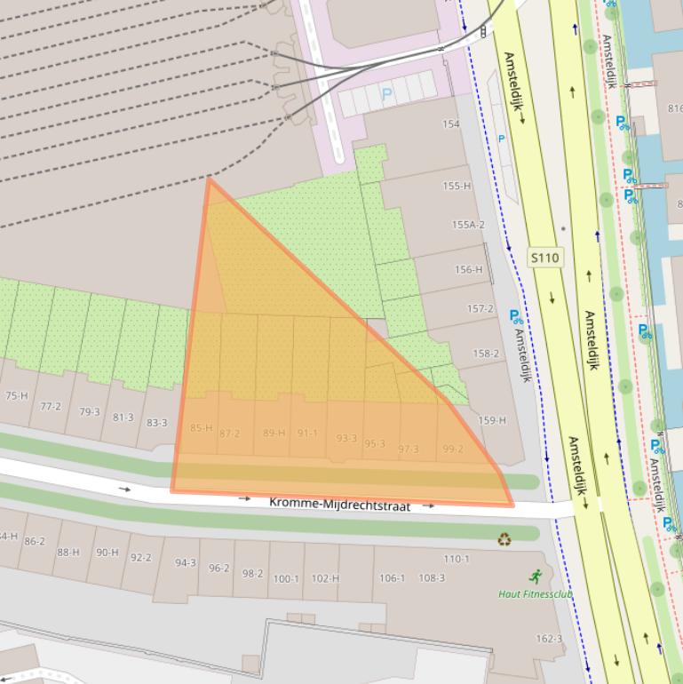 Kaart van postcodegebied 1079KT.