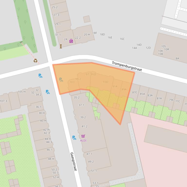 Kaart van postcodegebied 1079TS.