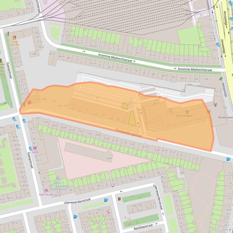 Kaart van postcodegebied 1079TX.