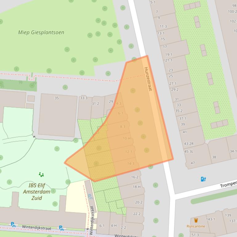 Kaart van postcodegebied 1079WC.