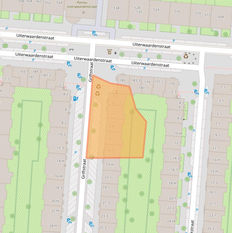 Kaart van postcodegebied 1079XT.