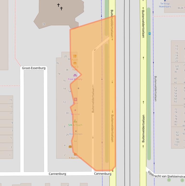 Kaart van postcodegebied 1081AA.