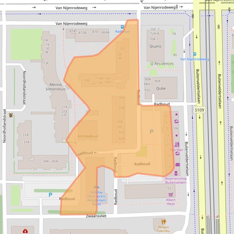 Kaart van postcodegebied 1081AR.