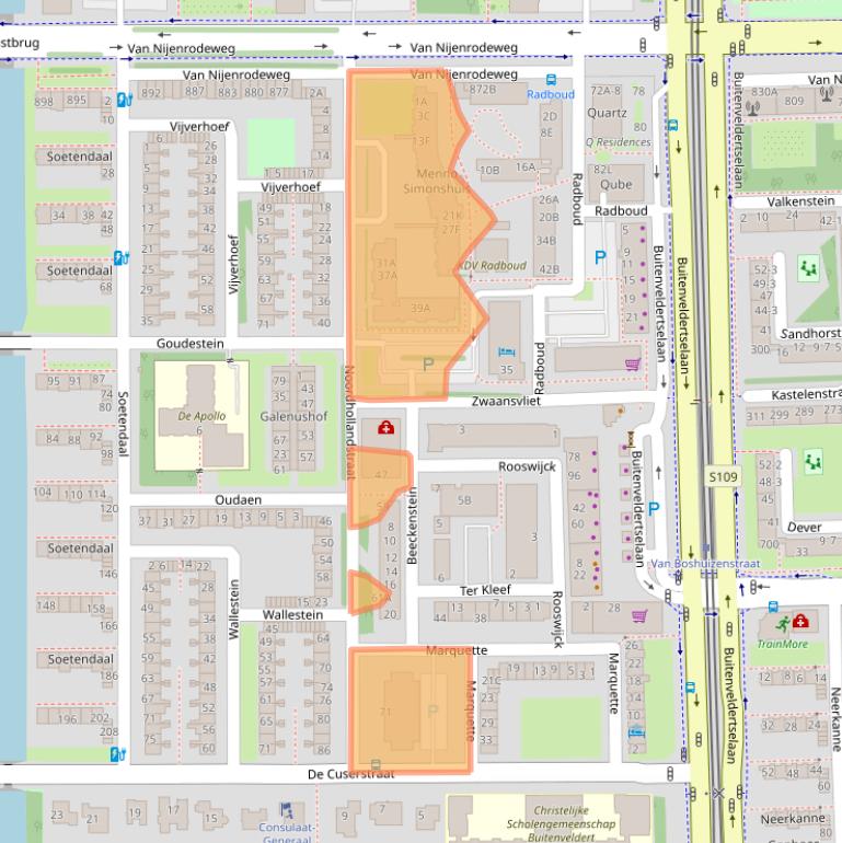 Kaart van postcodegebied 1081AS.