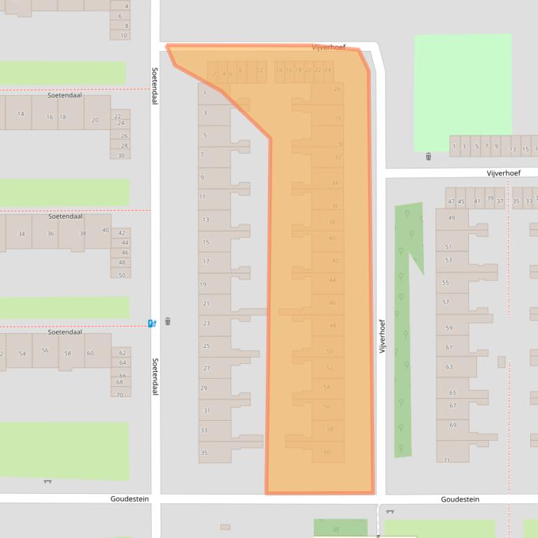 Kaart van postcodegebied 1081AX.