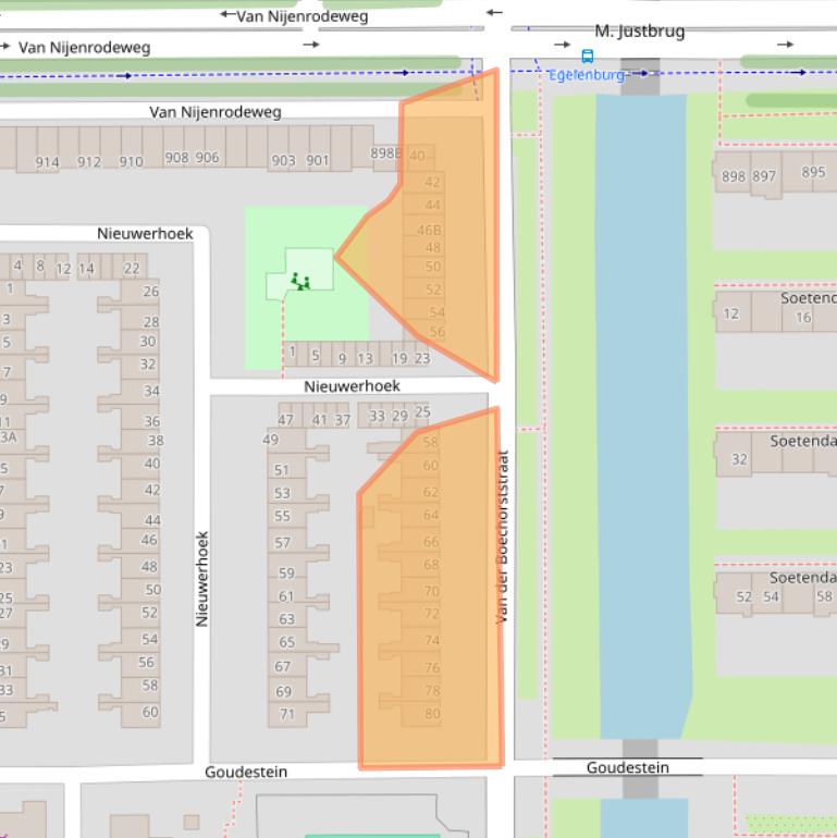 Kaart van postcodegebied 1081BV.