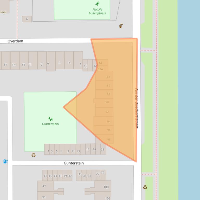 Kaart van postcodegebied 1081BW.