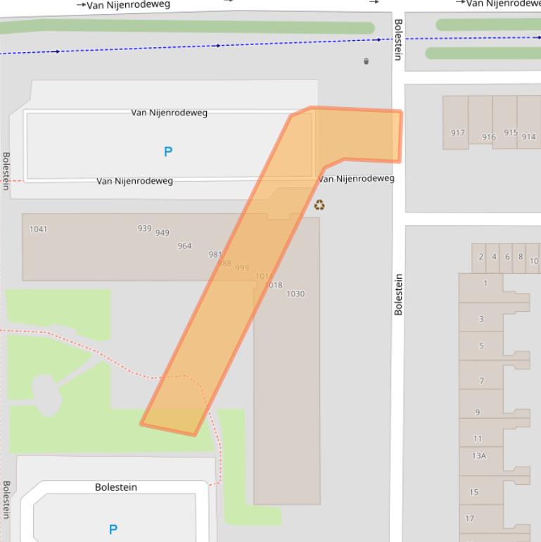 Kaart van postcodegebied 1081EV.