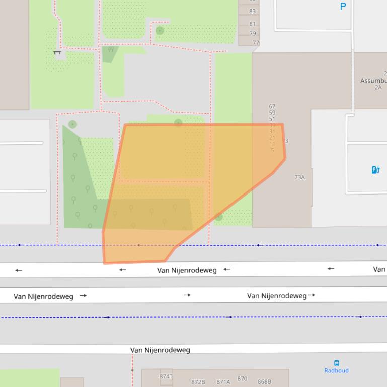 Kaart van postcodegebied 1081GA.
