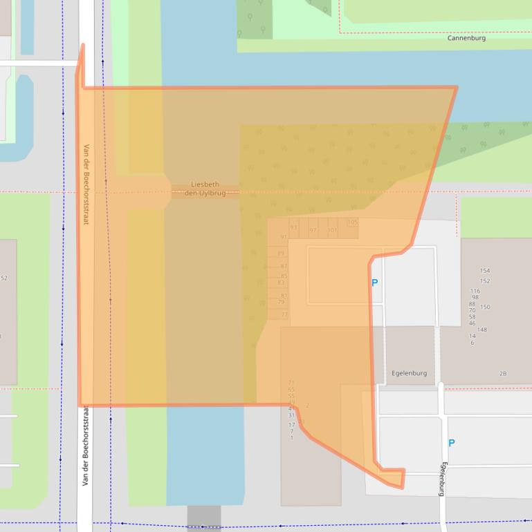 Kaart van postcodegebied 1081GJ.