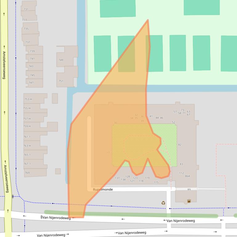 Kaart van postcodegebied 1081GP.