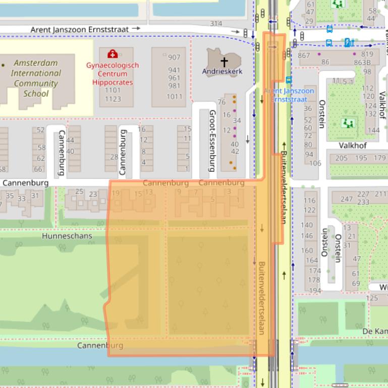 Kaart van postcodegebied 1081GT.