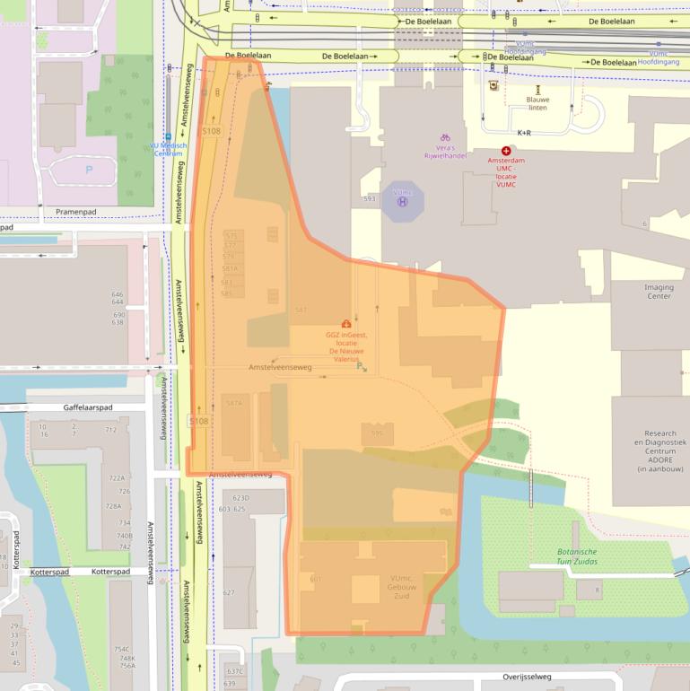 Kaart van postcodegebied 1081JC.