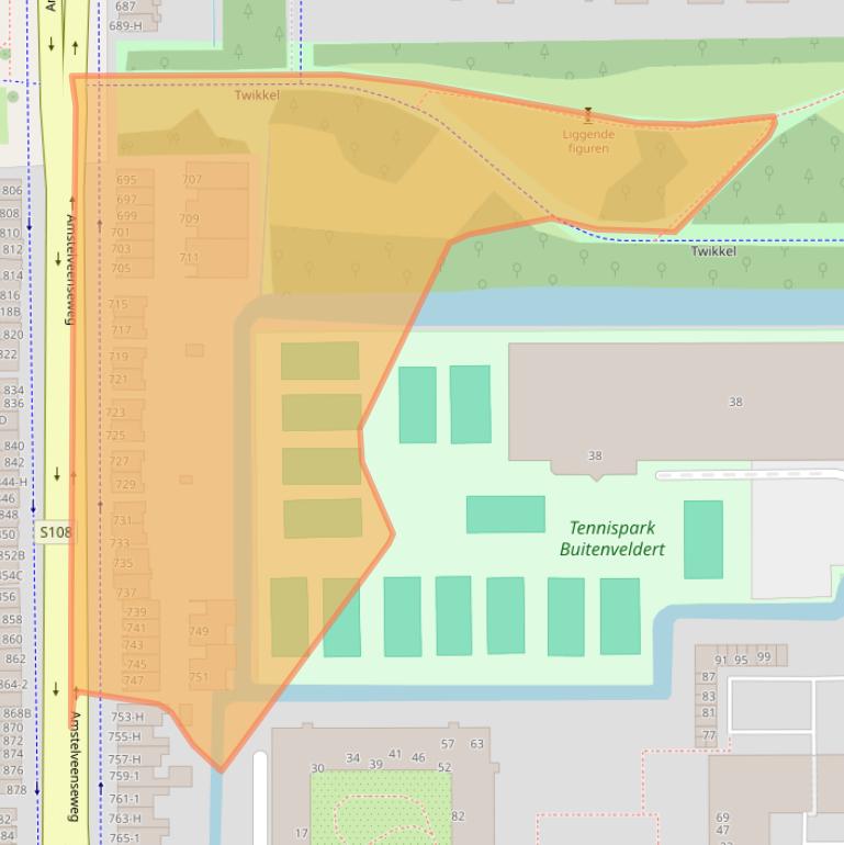 Kaart van postcodegebied 1081JE.
