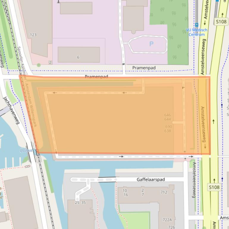 Kaart van postcodegebied 1081JJ.