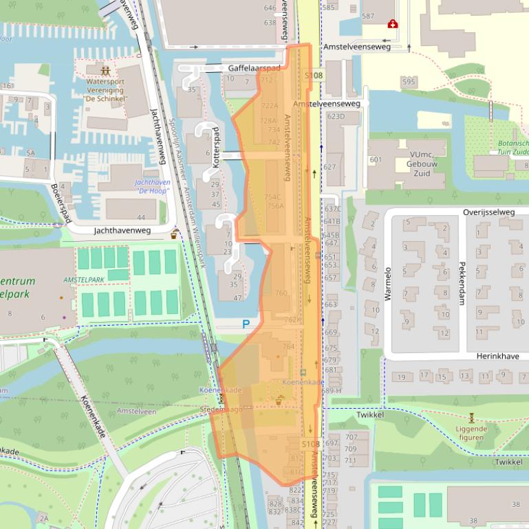 Kaart van postcodegebied 1081JK.