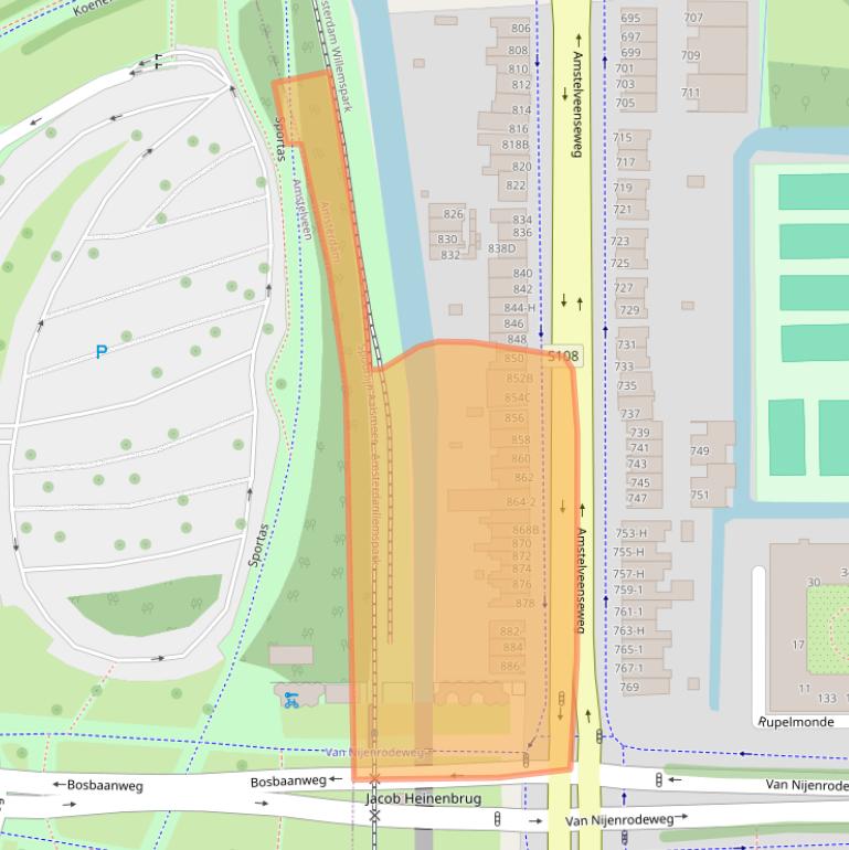 Kaart van postcodegebied 1081JM.
