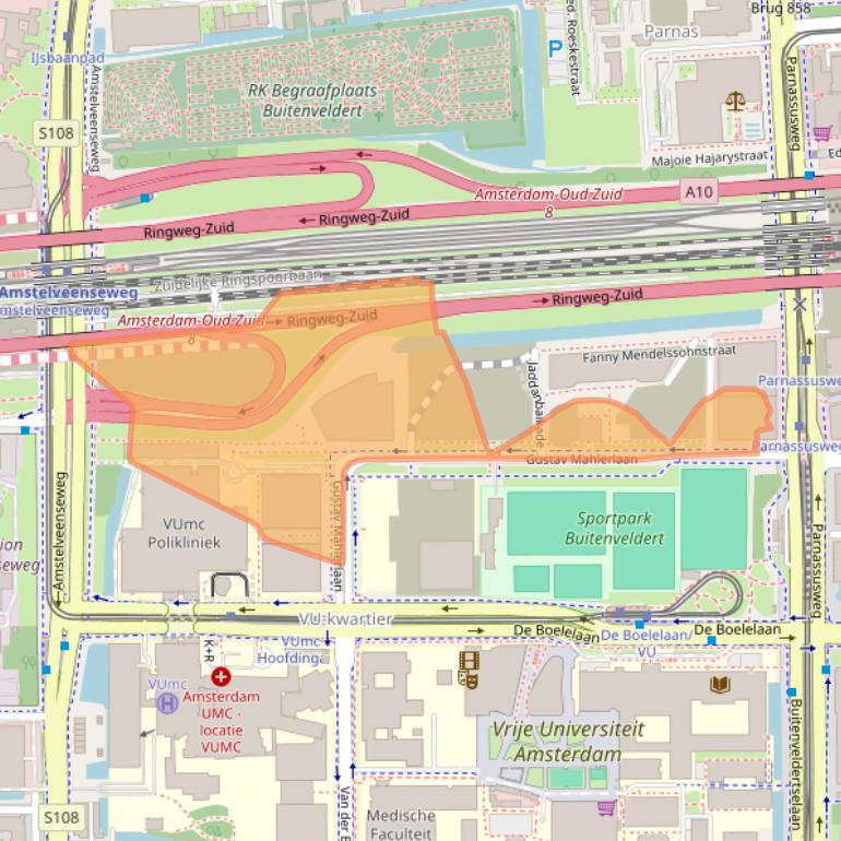 Kaart van postcodegebied 1081LA.