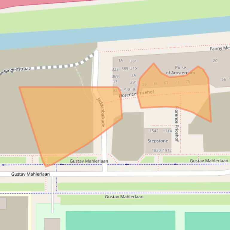 Kaart van postcodegebied 1081LG.