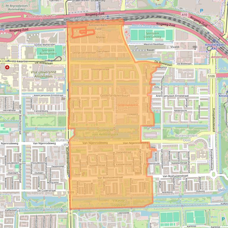 Kaart van postcodegebied 1082.