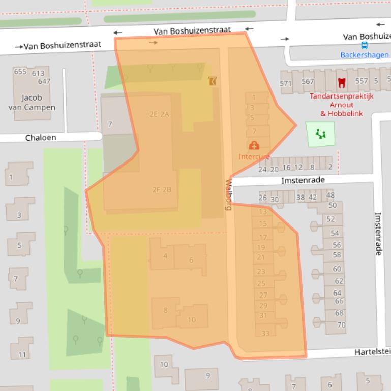 Kaart van postcodegebied 1082AM.