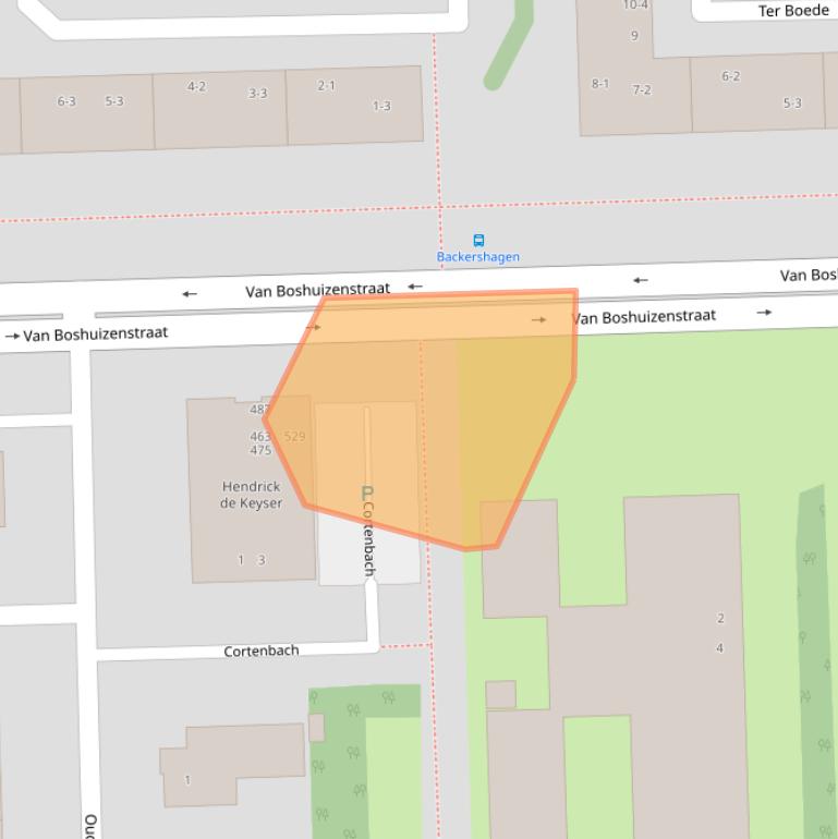 Kaart van postcodegebied 1082AT.