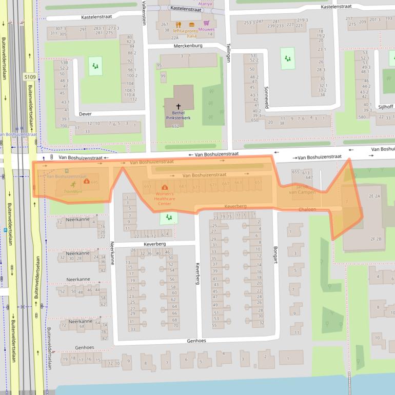 Kaart van postcodegebied 1082AZ.