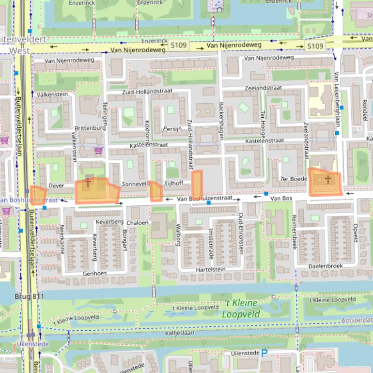 Kaart van postcodegebied 1082BA.