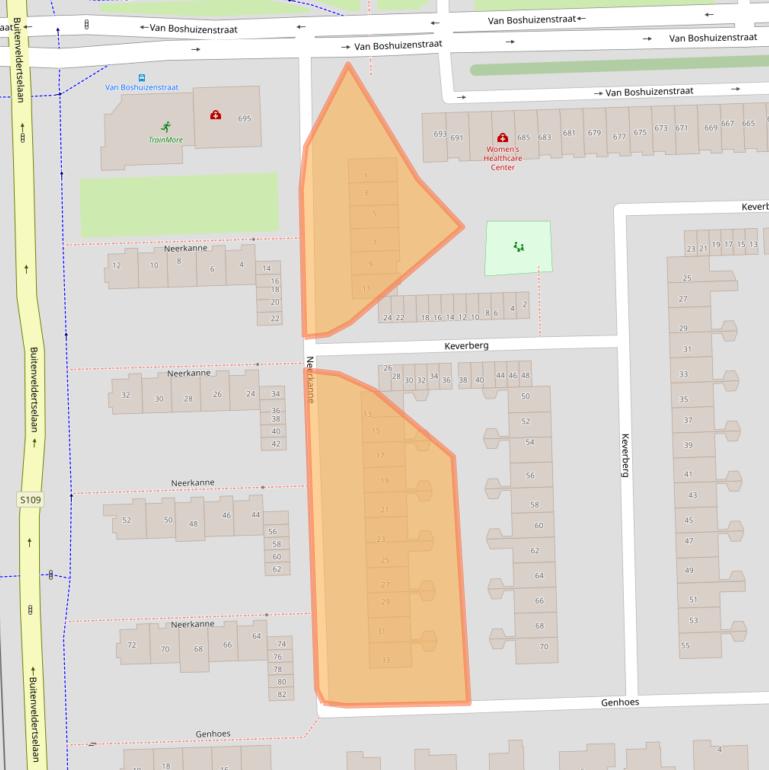 Kaart van postcodegebied 1082BG.