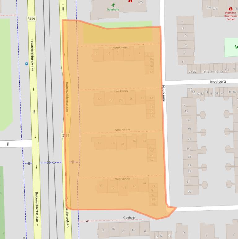 Kaart van postcodegebied 1082BH.