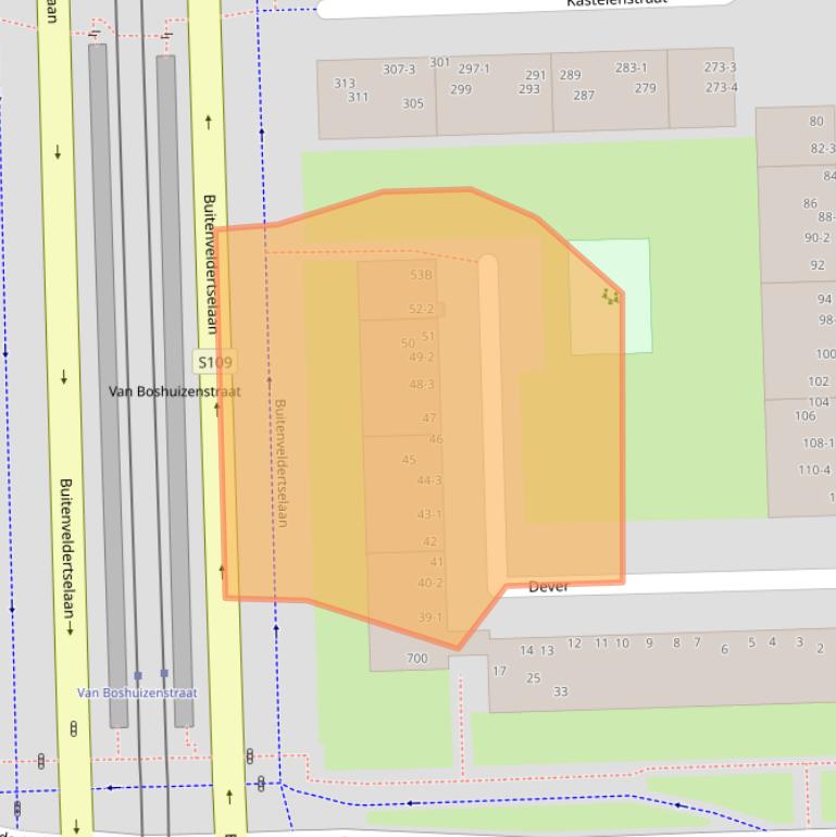 Kaart van postcodegebied 1082BK.