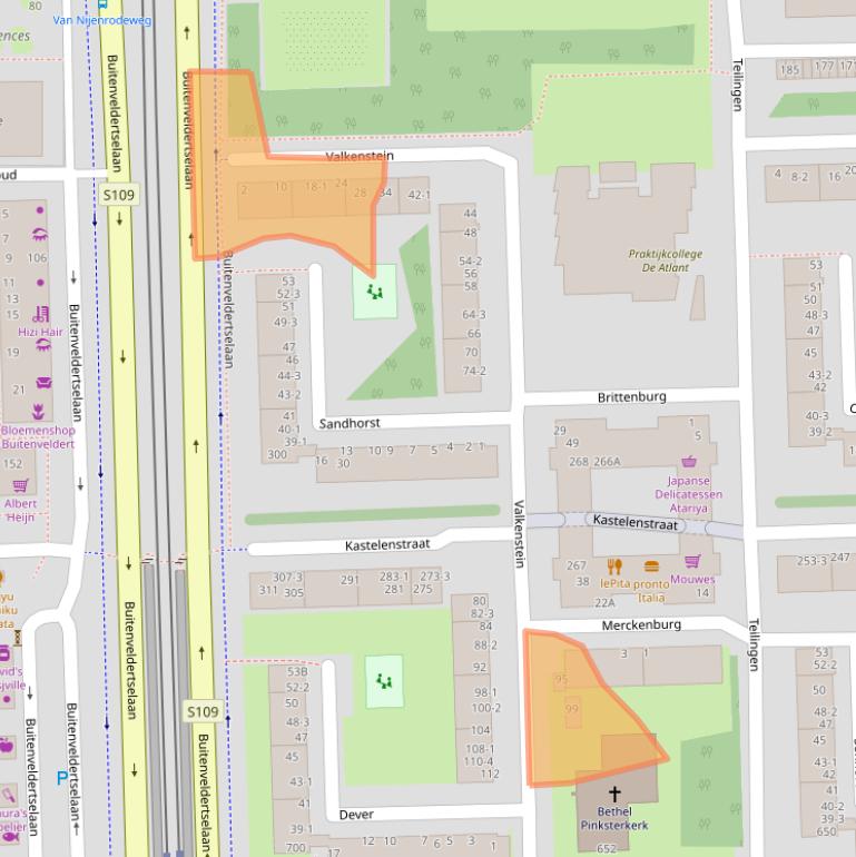 Kaart van postcodegebied 1082BN.