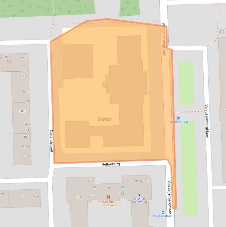 Kaart van postcodegebied 1082BV.