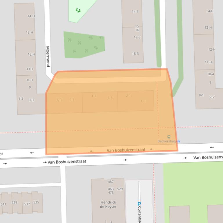 Kaart van postcodegebied 1082CL.