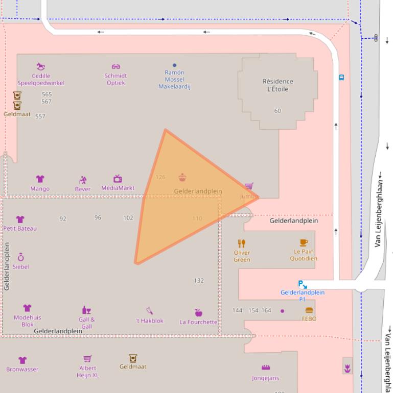 Kaart van postcodegebied 1082DB.