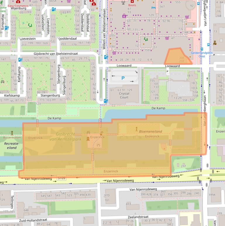 Kaart van postcodegebied 1082DD.