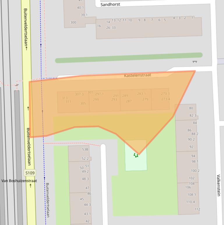 Kaart van postcodegebied 1082EH.