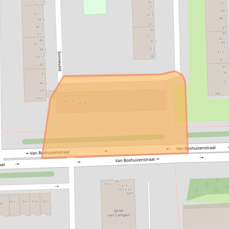 Kaart van postcodegebied 1082EX.
