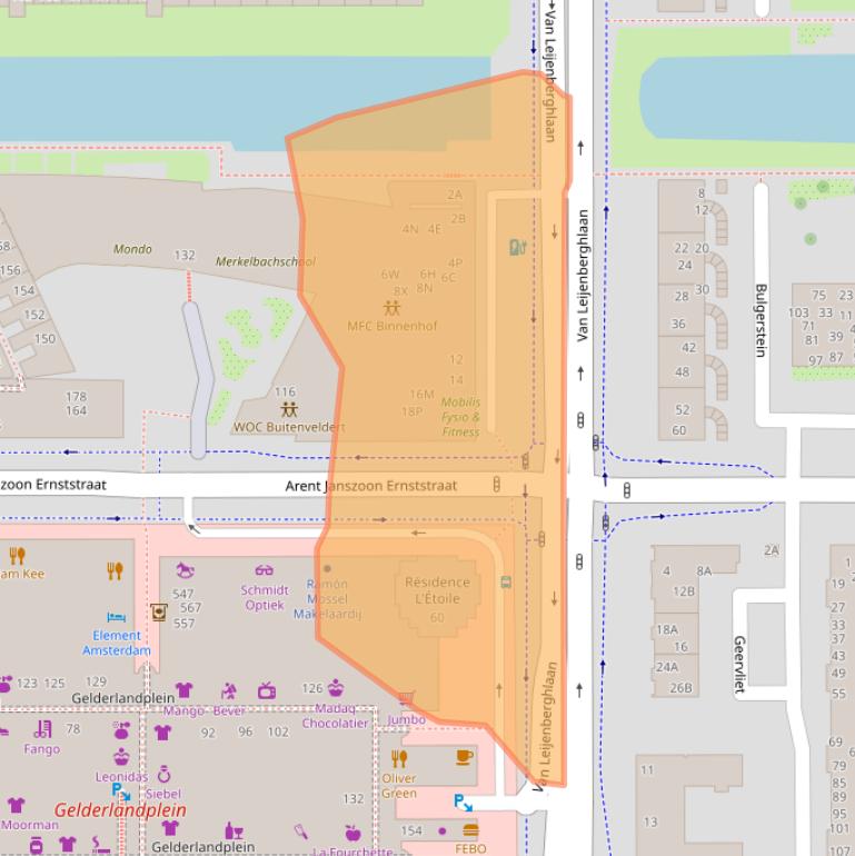 Kaart van postcodegebied 1082GM.