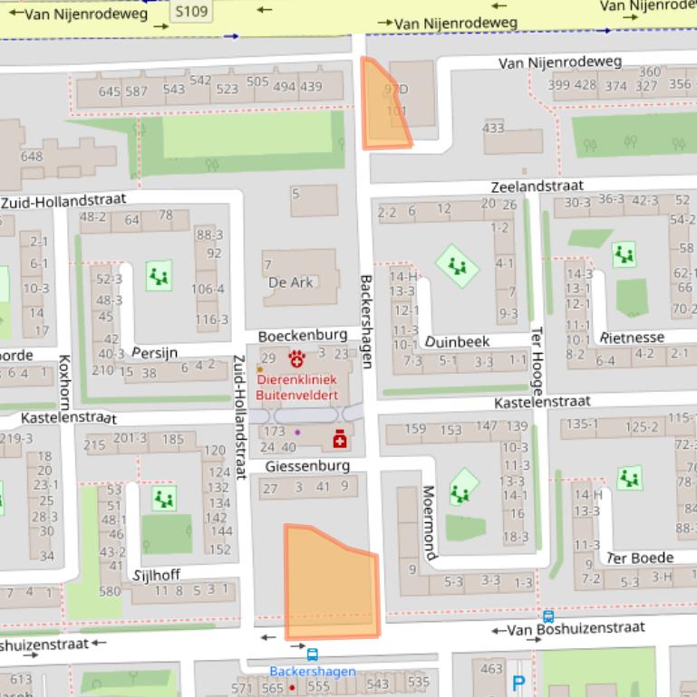 Kaart van postcodegebied 1082GT.