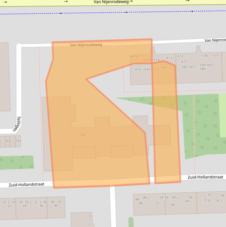 Kaart van postcodegebied 1082HZ.
