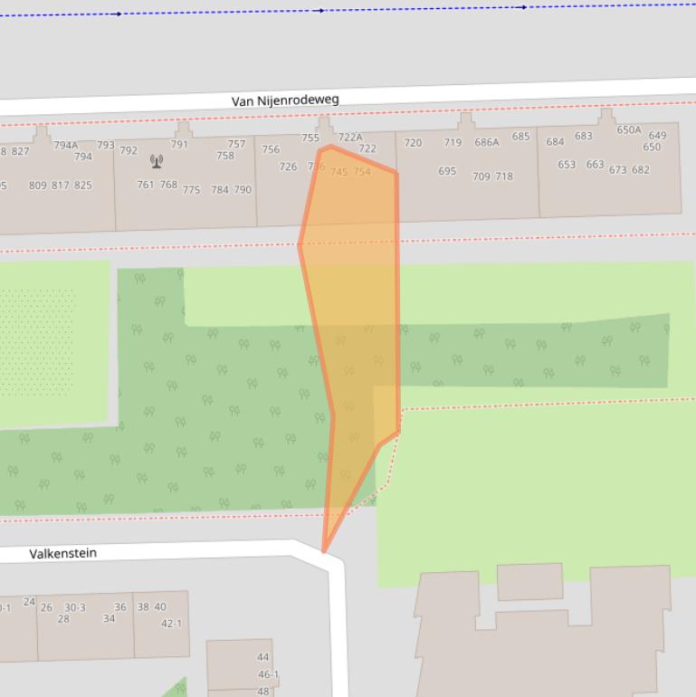 Kaart van postcodegebied 1082JG.