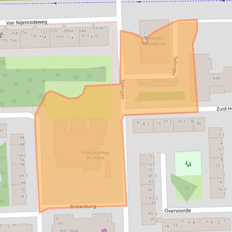 Kaart van postcodegebied 1082JS.