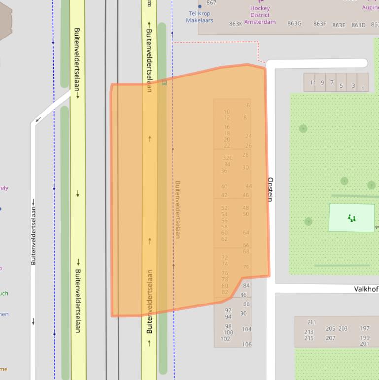 Kaart van postcodegebied 1082KL.