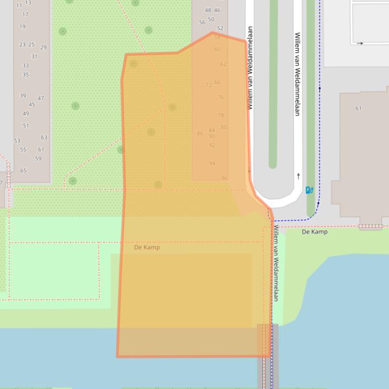 Kaart van postcodegebied 1082KW.