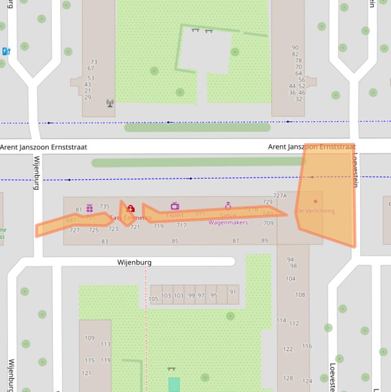 Kaart van postcodegebied 1082LH.
