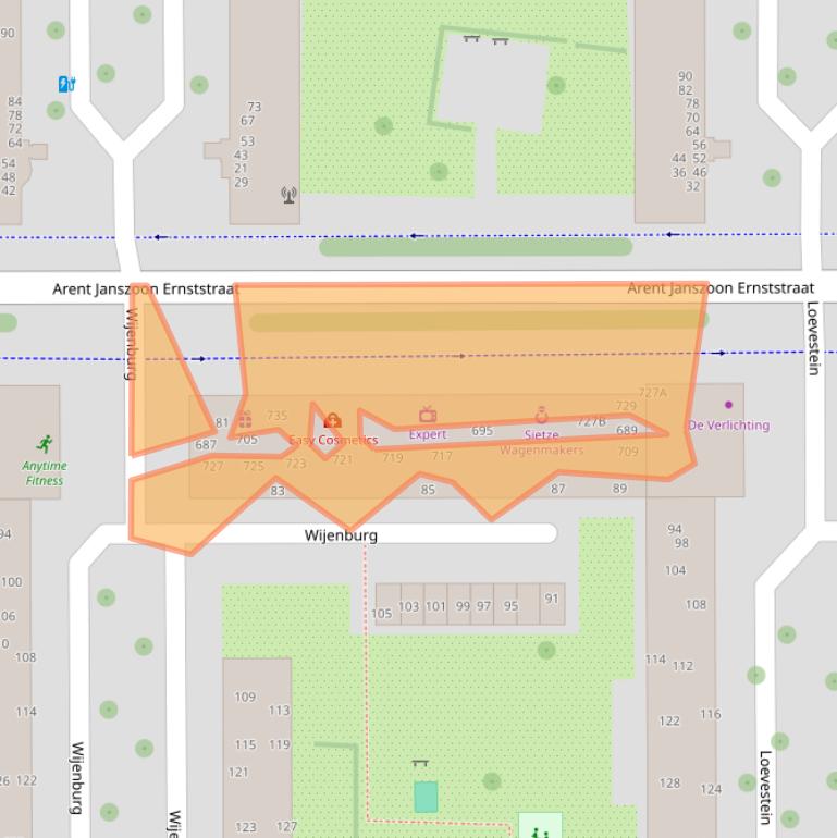 Kaart van postcodegebied 1082LJ.