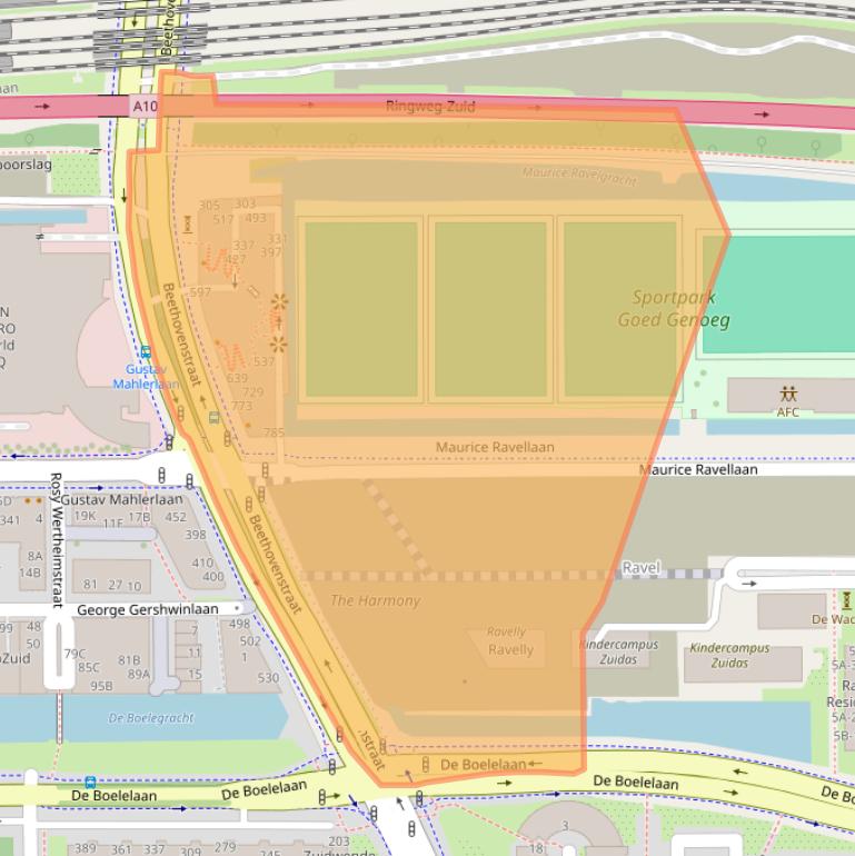 Kaart van postcodegebied 1082LR.